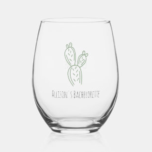 Verre À Vin Sans Pied Sage Prickly Pear Cactus Bachelorette Vin Verre