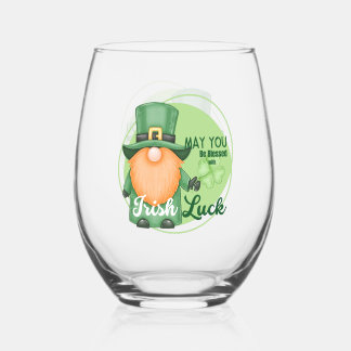 Verre À Vin Sans Pied Saint Patrick's Day Design Gnome
