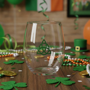 Verre À Vin Sans Pied Saint Patrick's Day Green Celtic Knot