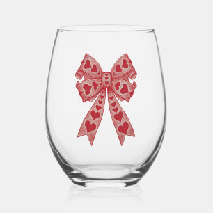Verre À Vin Sans Pied Saint-Valentin Cœur Coquette nœud rétro Saint-Vale