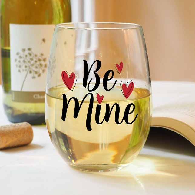 Verre À Vin Sans Pied Saint Valentin Coeurs Be Mine (Celebrate your bond with a Valentine’s drinking glass, sharing cherished memories together.)