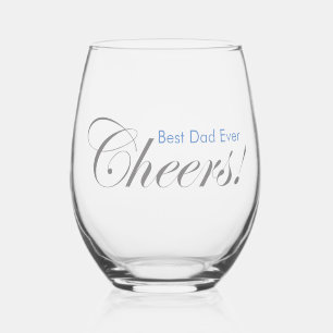 Verre À Vin Sans Pied Salutations personnalisées ! Bleu fête des pères