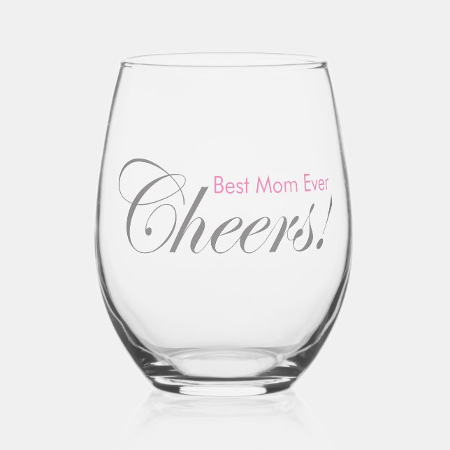 Verre À Vin Sans Pied Salutations personnalisées ! Meilleure maman jamai (Recto)