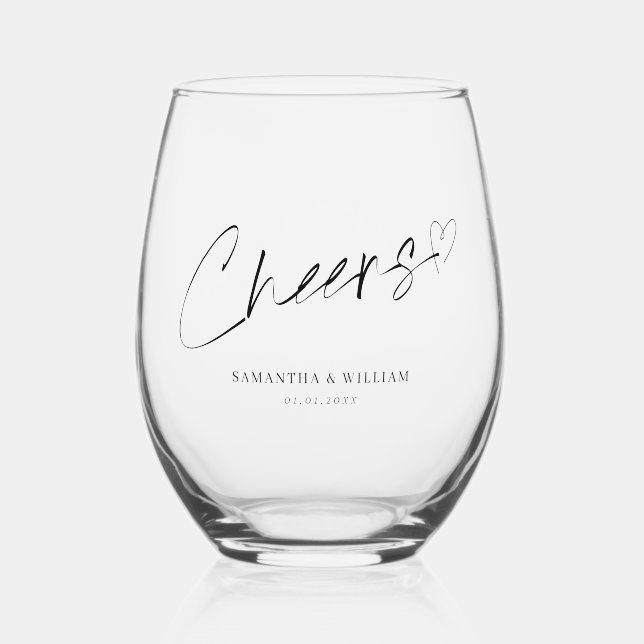 Verre À Vin Sans Pied Salutations pour aimer Mariage (Recto)