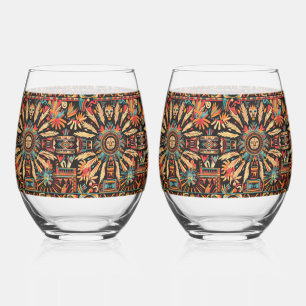 Verre À Vin Sans Pied Sapphire mythique "Rêve aztèque" 16oz Vin sans pie