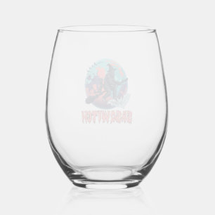 Verre À Vin Sans Pied Sasqwitch Bigfoot Sorcière Balai Chat Noir Lune Ha
