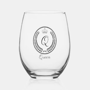 Verre À Vin Sans Pied Sceau Royal Avec Couronne Pour Reine