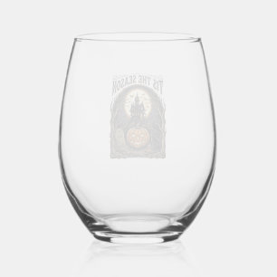 Verre À Vin Sans Pied Scène de saison vintage citrouille chat Halloween