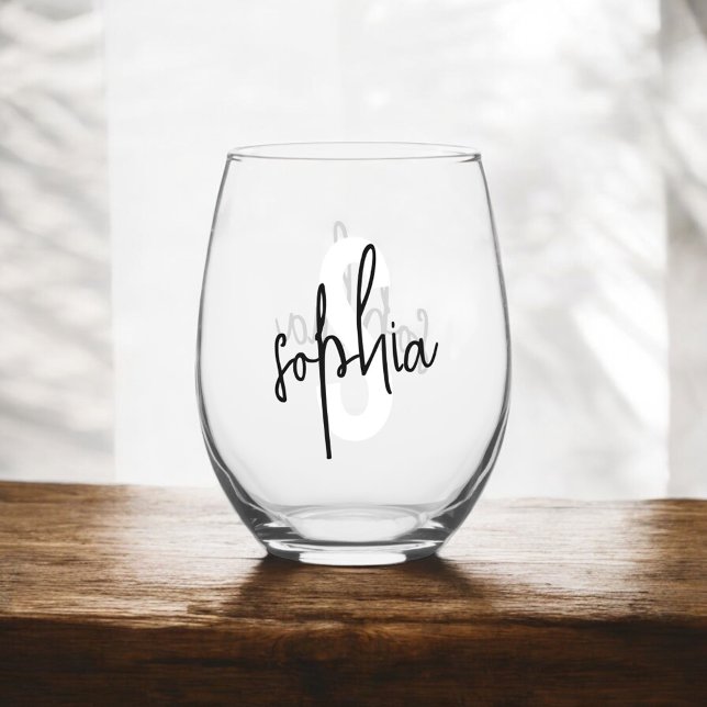 Verre À Vin Sans Pied Script de signature monographique (Créateur téléchargé)