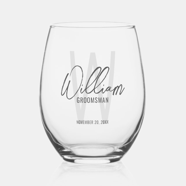 Verre À Vin Sans Pied Script moderne Salons personnalisés (Recto)