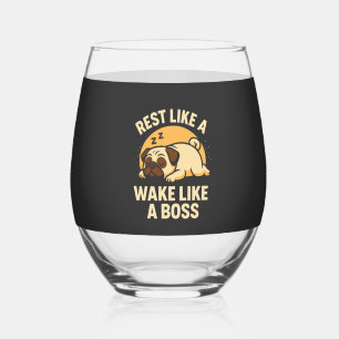 Verre À Vin Sans Pied Se reposer comme un pug - Se réveiller comme un Bo