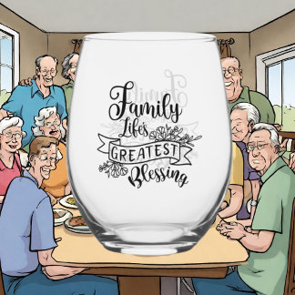 Verre À Vin Sans Pied Sentimental Family bénédictions mot art