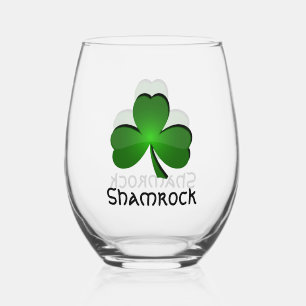 Verre À Vin Sans Pied Shamrock Clover Design Vin sans pierre