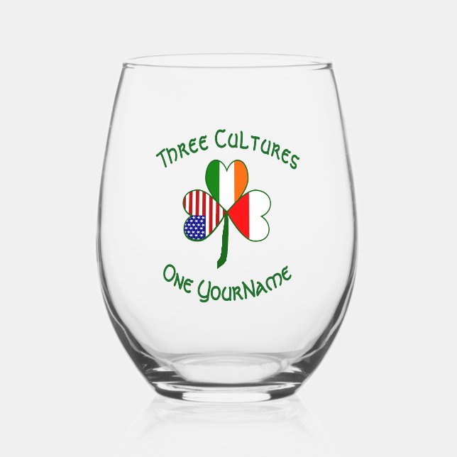 Verre À Vin Sans Pied Shamrock personnalisé des drapeaux irlandais polon (Recto)