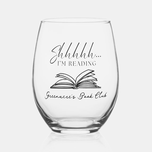 Verre À Vin Sans Pied Shhhh élégant Je lis Club de livres personnalisés (Recto)