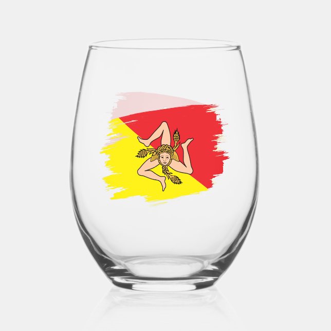 Verre À Vin Sans Pied Sicile, Drapeau sicilien (Verso)