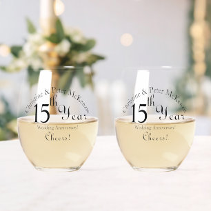 Verre À Vin Sans Pied Signature du 15e anniversaire de la Crystal-Mariag