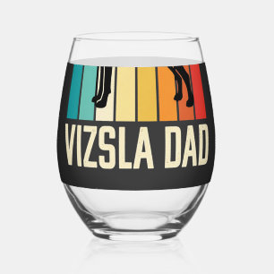 Verre À Vin Sans Pied Silhouette de chien papa Vizsla rétro