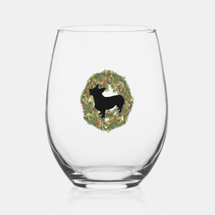 Verre À Vin Sans Pied Silhouette d'ombre vers le haut Corgi dans une cou