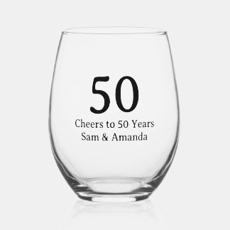 Verre À Vin Sans Pied Simple 50e anniversaire personnalisé