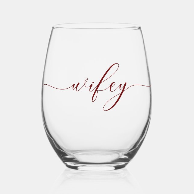 Verre À Vin Sans Pied Simple élégante calligraphie Wifey (Recto)
