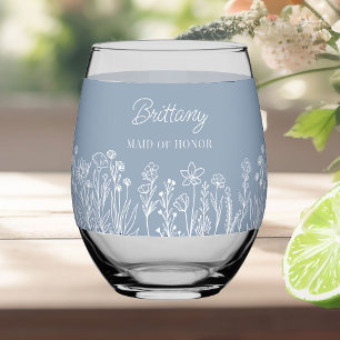 Verre À Vin Sans Pied Simple Fleur Sauvage Floral Toute Couleur Mariage