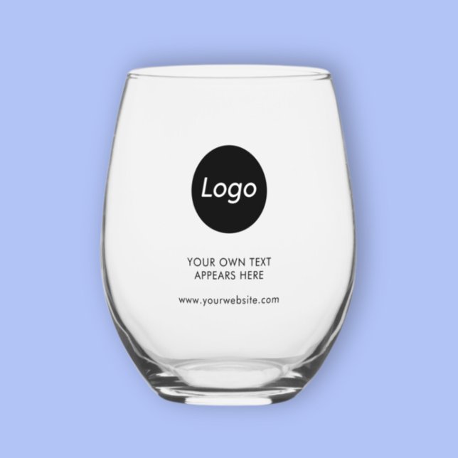 Verre À Vin Sans Pied Simple Logo Professionnel (Business Logo stemless wine glass with corporate website and slogan/branding of your choice.)