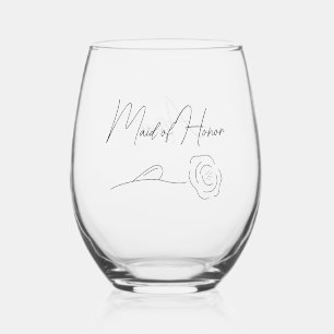 Verre À Vin Sans Pied Simple Mariage floral Bridesmaid Maid of Honor