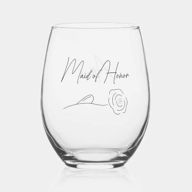 Verre À Vin Sans Pied Simple Mariage floral Bridesmaid Maid of Honor (Recto)