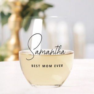 Verre À Vin Sans Pied Simple moderne personnalisée Meilleure maman jamai
