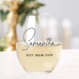 Verre À Vin Sans Pied Simple moderne personnalisée Meilleure maman jamai