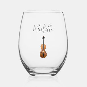 Verre À Vin Sans Pied Simple Violon classique personnage musical
