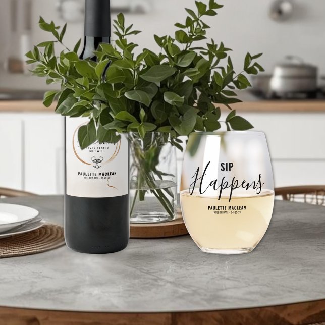 Verre À Vin Sans Pied Sip Happens Divorce (Divorce Theme Wine Glass)