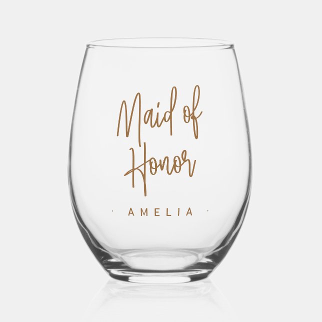 Verre À Vin Sans Pied Sirène d'honneur nom élégant script (Recto)