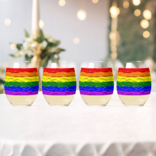 Verre À Vin Sans Pied SlipperyJoe's rainbow pride couleurs liquide brill