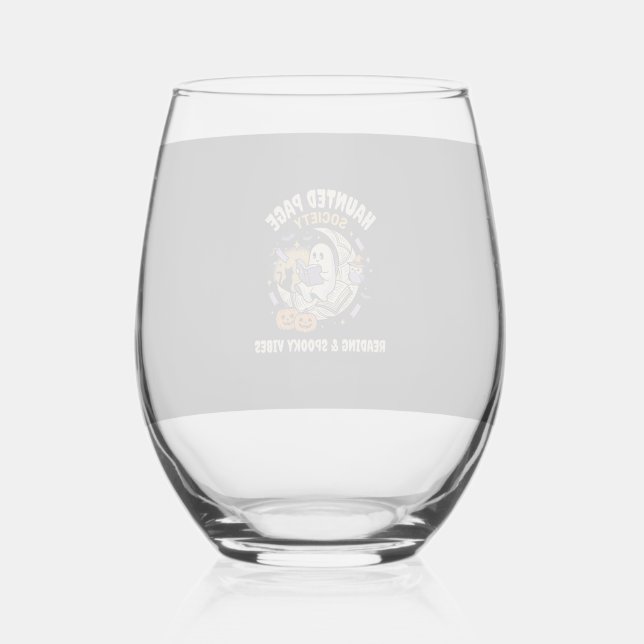 Verre À Vin Sans Pied Soirée de lecture hantée d'Halloween (Recto)