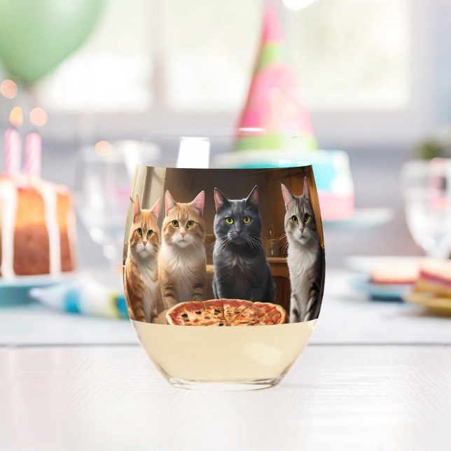 Verre À Vin Sans Pied Soirée Pizza Chat, (Insitu (Anniversaire))