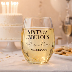 Verre À Vin Sans Pied Soixante ans et Fabuleux  60e fête d'anniversaire