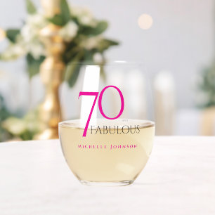 Verre À Vin Sans Pied Soixante-dix ans et Fabuleux Anniversaire minimal 