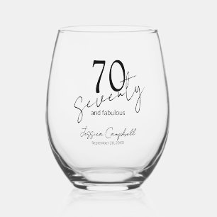 Verre À Vin Sans Pied Soixante-dix et Fabuleux Script Noir 70e Anniversa