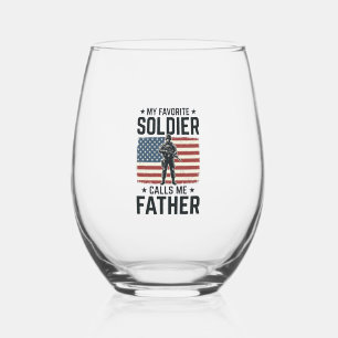 Verre À Vin Sans Pied Soldat Patriotique Père Chemise Vintage Vector Des