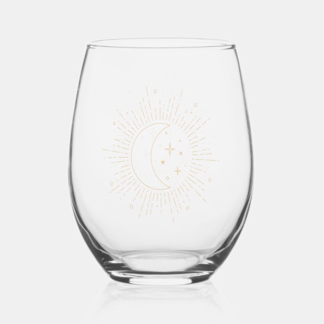 Verre À Vin Sans Pied Soleil et Lune (Recto)