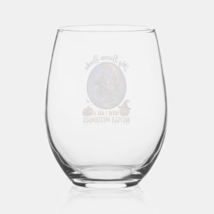 Verre À Vin Sans Pied Sorcière de messager de vélo cassé balai Halloween