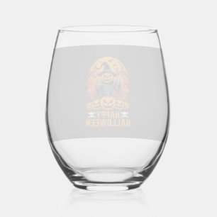 Verre À Vin Sans Pied Souris de citrouille effrayante Bonne fête d'Hallo
