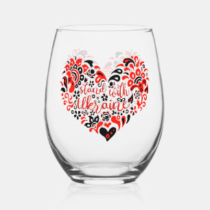 Verre À Vin Sans Pied Soyez avec l'Ukraine lettrage et coeur