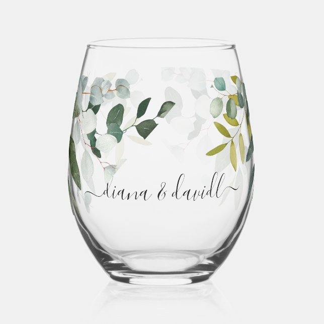 Verre À Vin Sans Pied SPRING BEAUTY BOTANICAL VERT Mariage (Gauche)