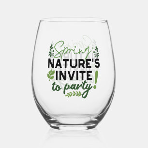 Verre À Vin Sans Pied Spring Fling Party - Appel de la fête de la nature