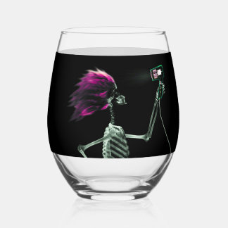 Verre À Vin Sans Pied Squelette à rayons X séchant les cheveux au sèche-