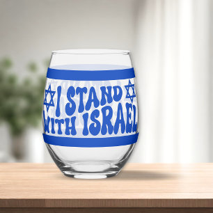 Verre À Vin Sans Pied Stand Avec Israël Retro Texte Super