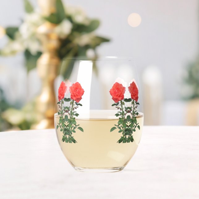 Verre À Vin Sans Pied Stemless Wine Glass - Red Roses (Insitu (Mariage))